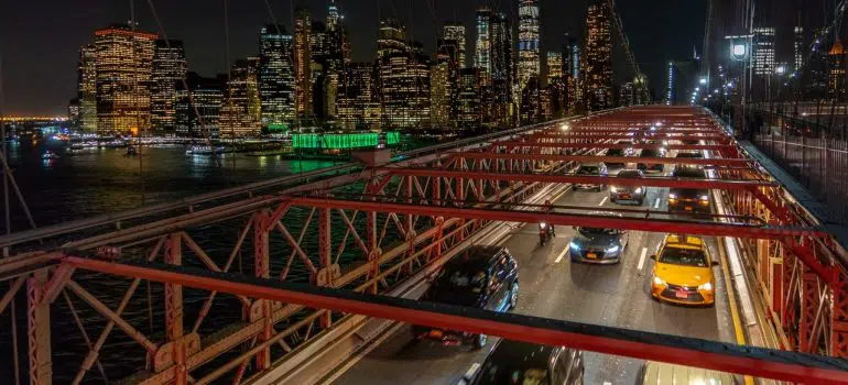 a picture of a traffic jam on a bridge